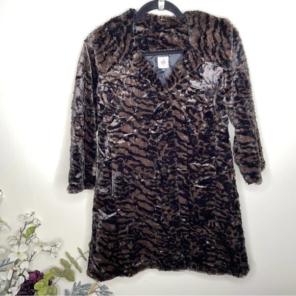 CABI Minka Coat Faux Fur Brown Black {F52} - Picture 3 of 6